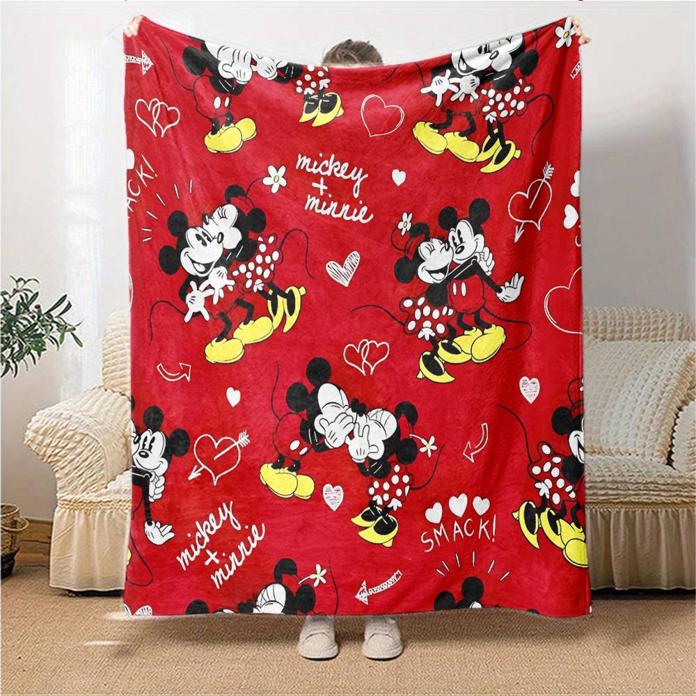 Mickey Minnie Love Flannel blanket, soft and warm, suitable for beds and sofas, all seasons, portable travel blanket. 073066