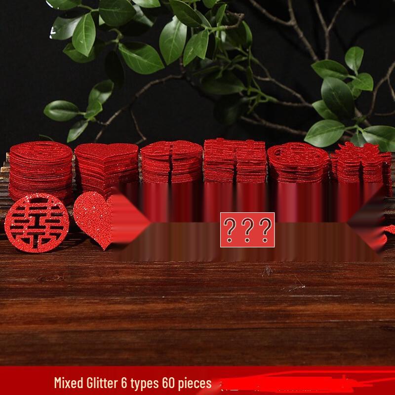 Mini Glitter Double Happiness Wedding Stickers