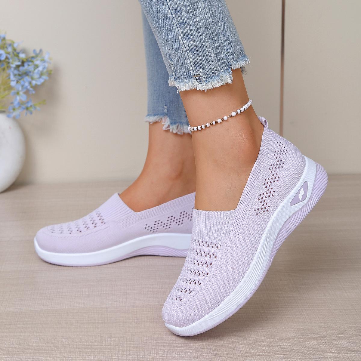 

Дихаюче жіноче взуття з сітчастою в язкою, Спортивне взуття на пласкій підошві, Нековзке м яке взуття для ходьби, Повсякденне жіноче взуття в літньому стилі 35 рожевий