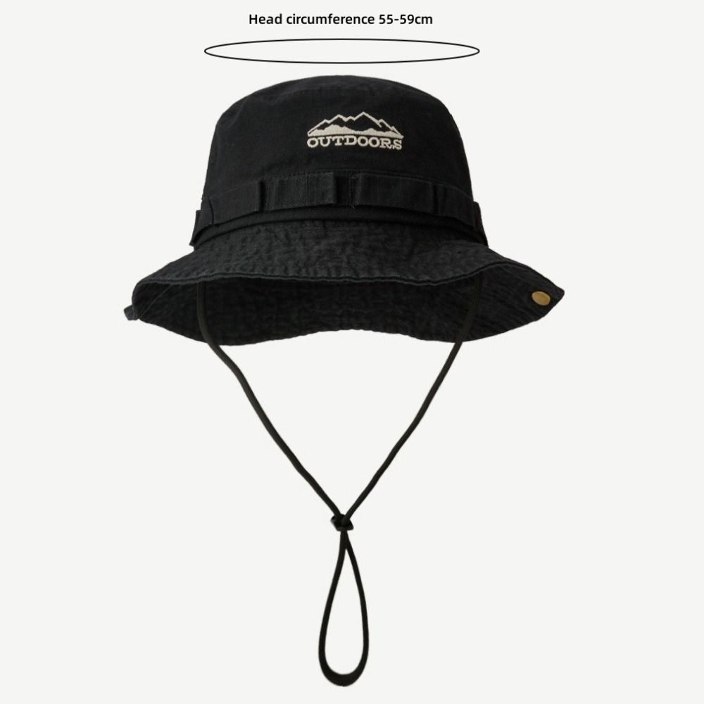 Mountain Range Embroidery Travel Hat Unisex Sunscreen Hats Fashion Fisherman Hat  Hiking