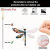 1 piece 2D flat acrylic dragonfly decoration - bright colored wings, 3D phantom design interior decoration