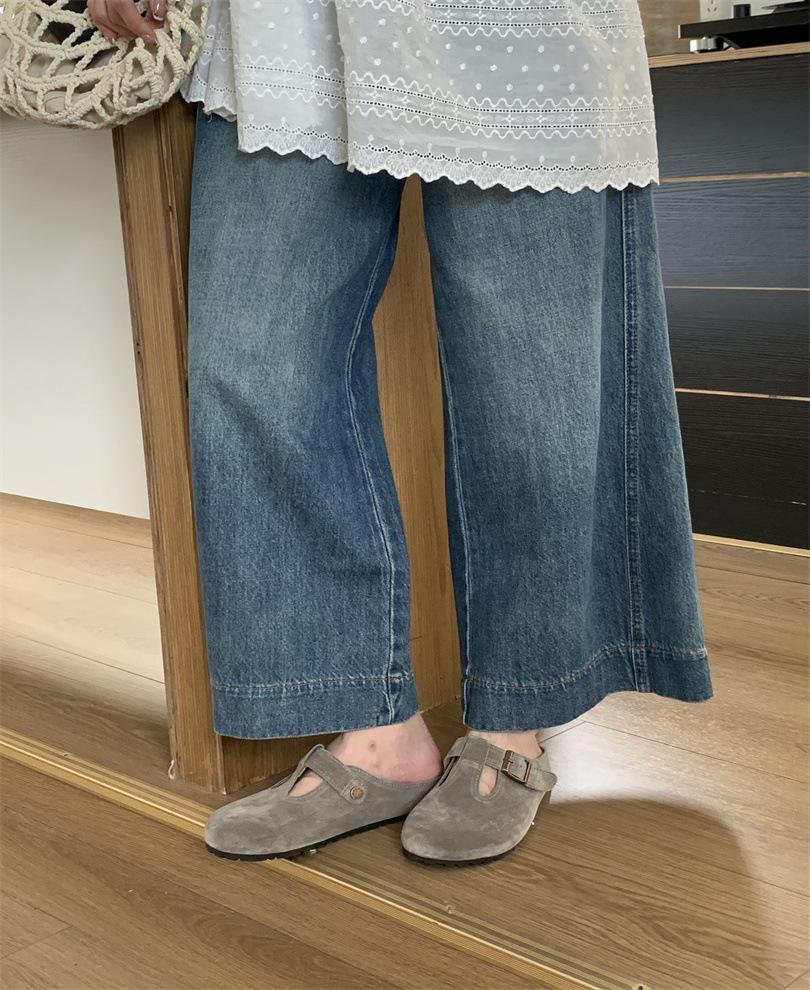 French retro flat-bottomed bag head slippers women's summer 2025 new light-mouth round head Korean version gentle lazy Muller slippers