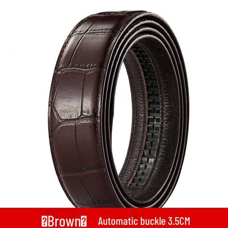 Men s Bamboo Lychee Crocodile Pattern Leather Belt with Buckle 115 cm