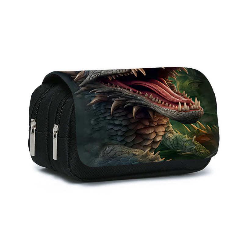 Dragon 3D Print Double-Layer Pencil Case with Flip-Top and Large Capacity Double Layer Flip-Top Pencil Bag