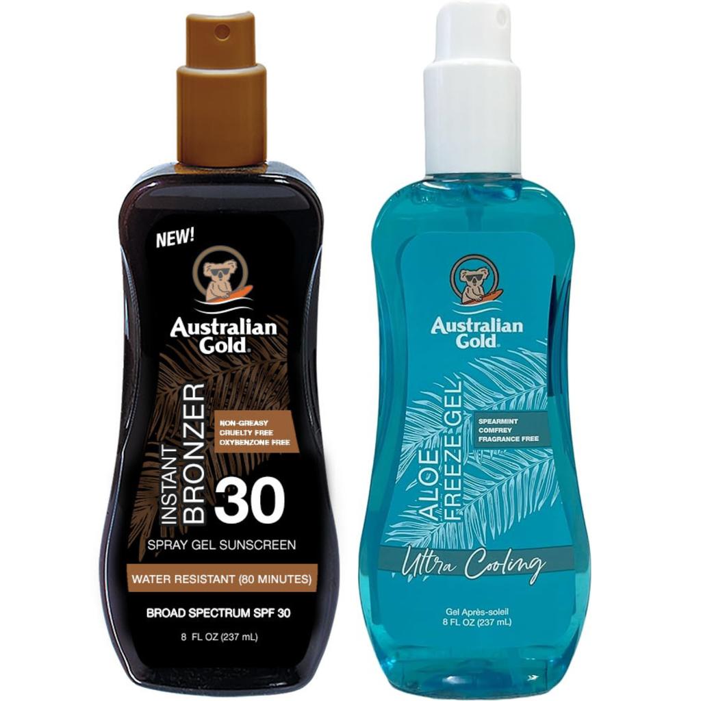Australian Gold Spray Gel with Bronzer SPF30 + Aloe Freeze Gel