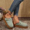 Fashion Flats Women Suede Buckle Mules Shoes Casual Fashion Sandals 2025 Summer New Trends Slingback Sandals Comfortable Sandalias Mujer