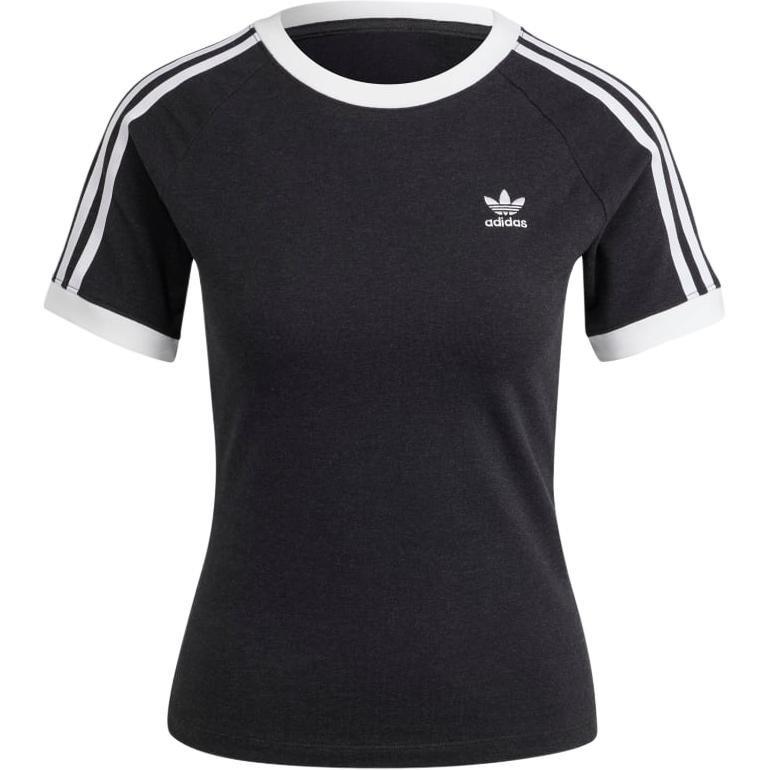 adidas Women s 3 Stripes Slim Raglan T Shirt Black Melange IU2429 L