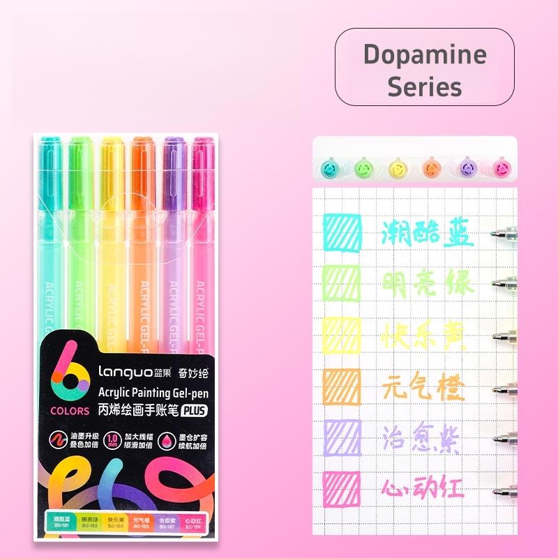 6pcs Acrylic Paint Markers Gel Ink Vintage Marker Liner 1.0mm Fine Tip DIY Craft Painting Drawing Stationery Gift