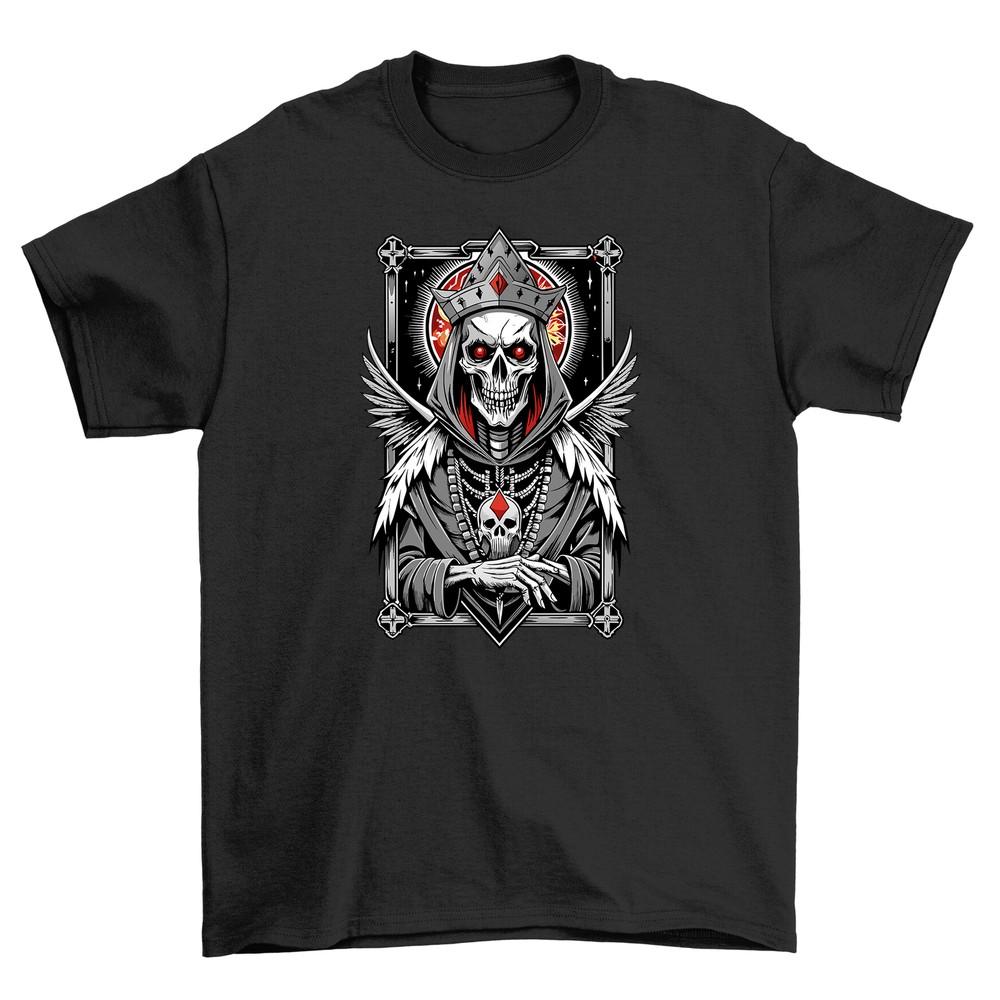 Gothic_18 Skeleton Wings Tee - Spooky Yet Stylish! Unisex Printed Design, 100% C