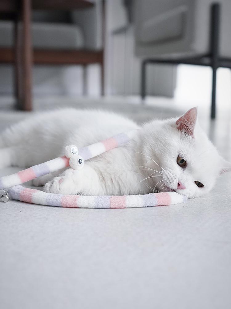 Katzenspielzeug mit Federn, Katzen-Teaser-Zauberstab, interaktives Katzenspielzeug, lustige Raupe, bunter Stab, Teaser-Zauberstab, Katzenzubehör für Haustiere