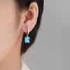 Romantic Fashion Zircon Square Earrings In Blue - European & American Style
