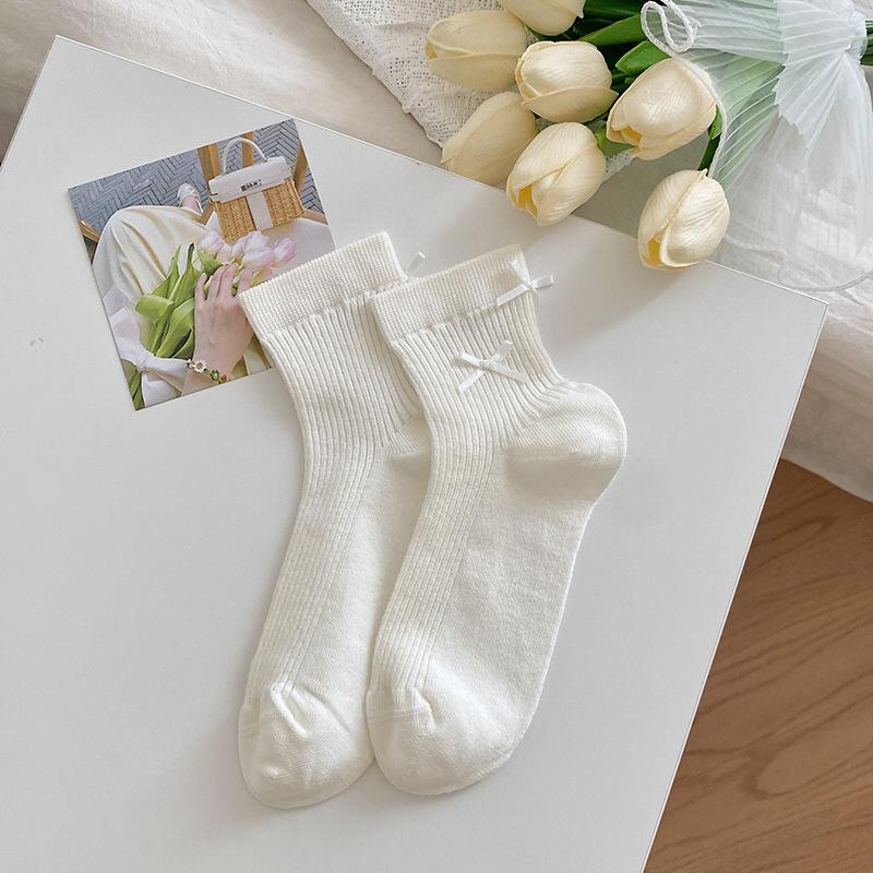 Bowknot Socks for Women In Summer, Ultra-thin and Cute, Paired with Small Leather Shoes, Ballet-style Lace-up Summer Short Socks