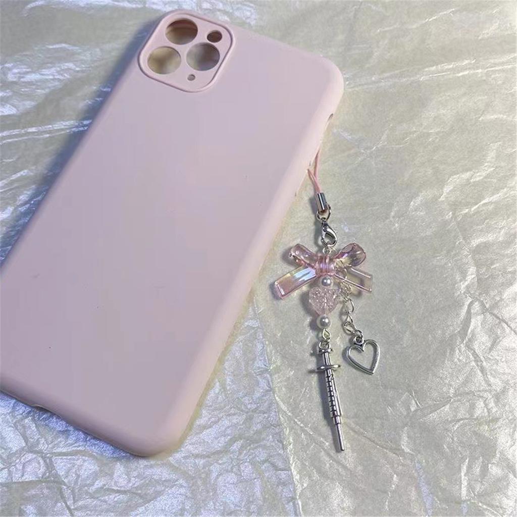 Cute Heart Cross Bead Pendant Phone Straps Lanyard Pocket Keychain Strap Backpack Charm Car Keys Decoration Chain