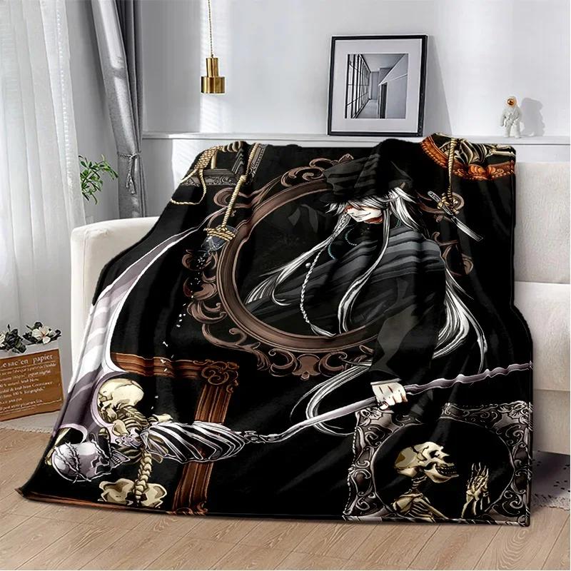 3D Anime Black Butler Cartoon Blanket,Soft Throw Blanket for Home Bedroom Bed Sofa Picnic Travel Office Rest Cover Blanket Kids