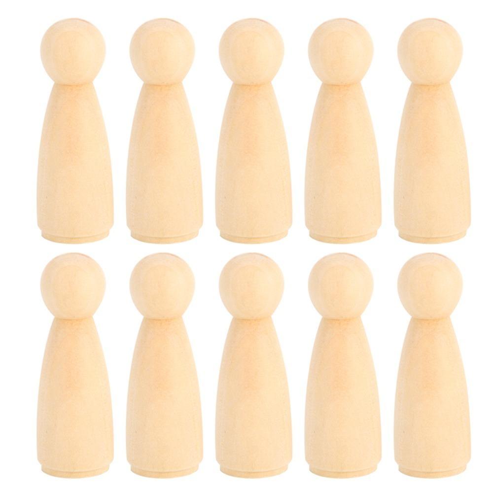 

10pcs Artistic 75mm Size Wooden Peg Dolls Female Shapes Wooden Bodies Figure Toy Painting Dolls DIY Painting