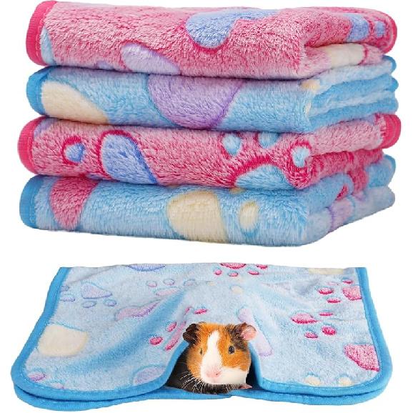 Guinea Pig Blanket, 2 Pack Warm Soft Coral Fleece Small Animal Blankets Washable Pet Cage Liners Sleep Mat Pad Cover for Rabbit Hamster Dog Cat