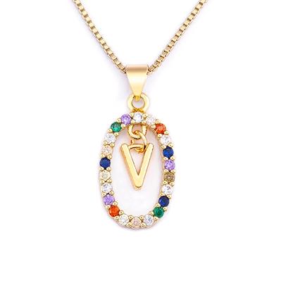 Nidin New Colorful 26 Letters A - Z Initial Alphabet Pendant Long Chain Necklace Jewelry Women Accessories Gift