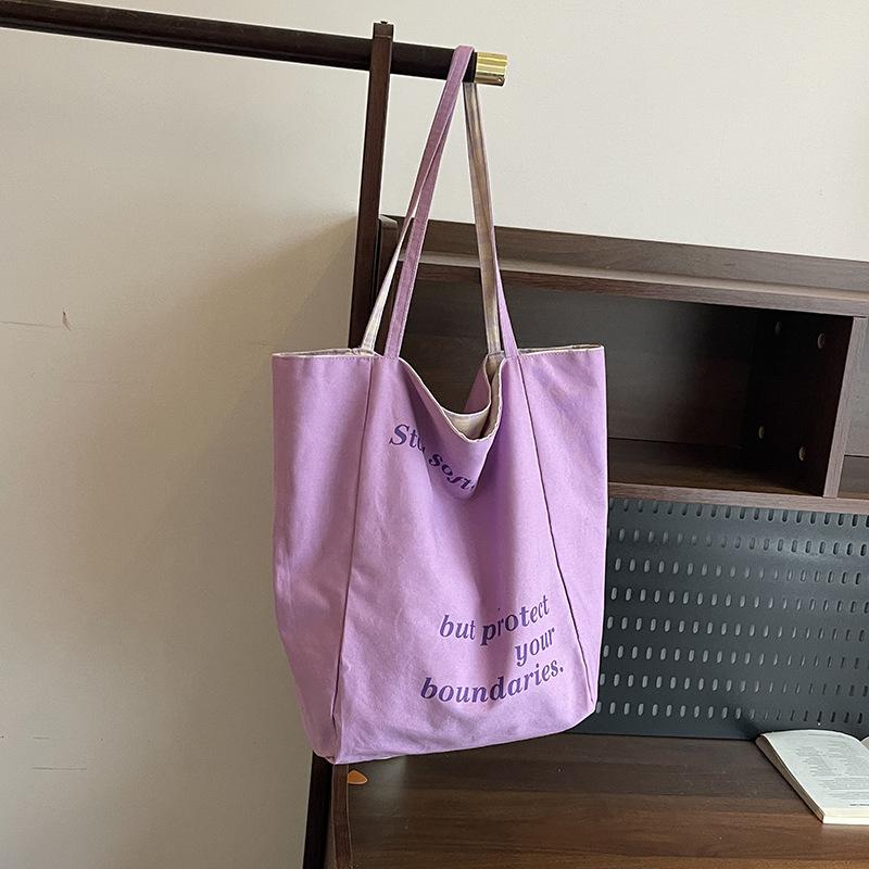 

College students class casual canvas shoulder armpit bag women s summer new large-capacity tote bag фиолетовый