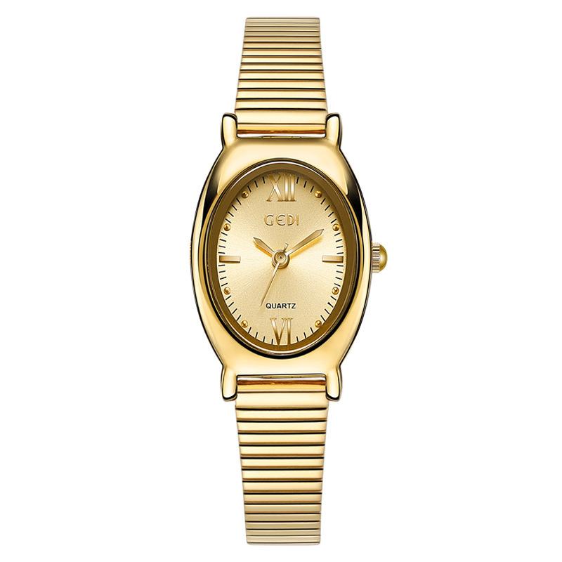 Retro High-Value Women'S Watch Niche Exquisite Oval Steel Belt Watch Women'S Medieval Waterproof Quartz Watch