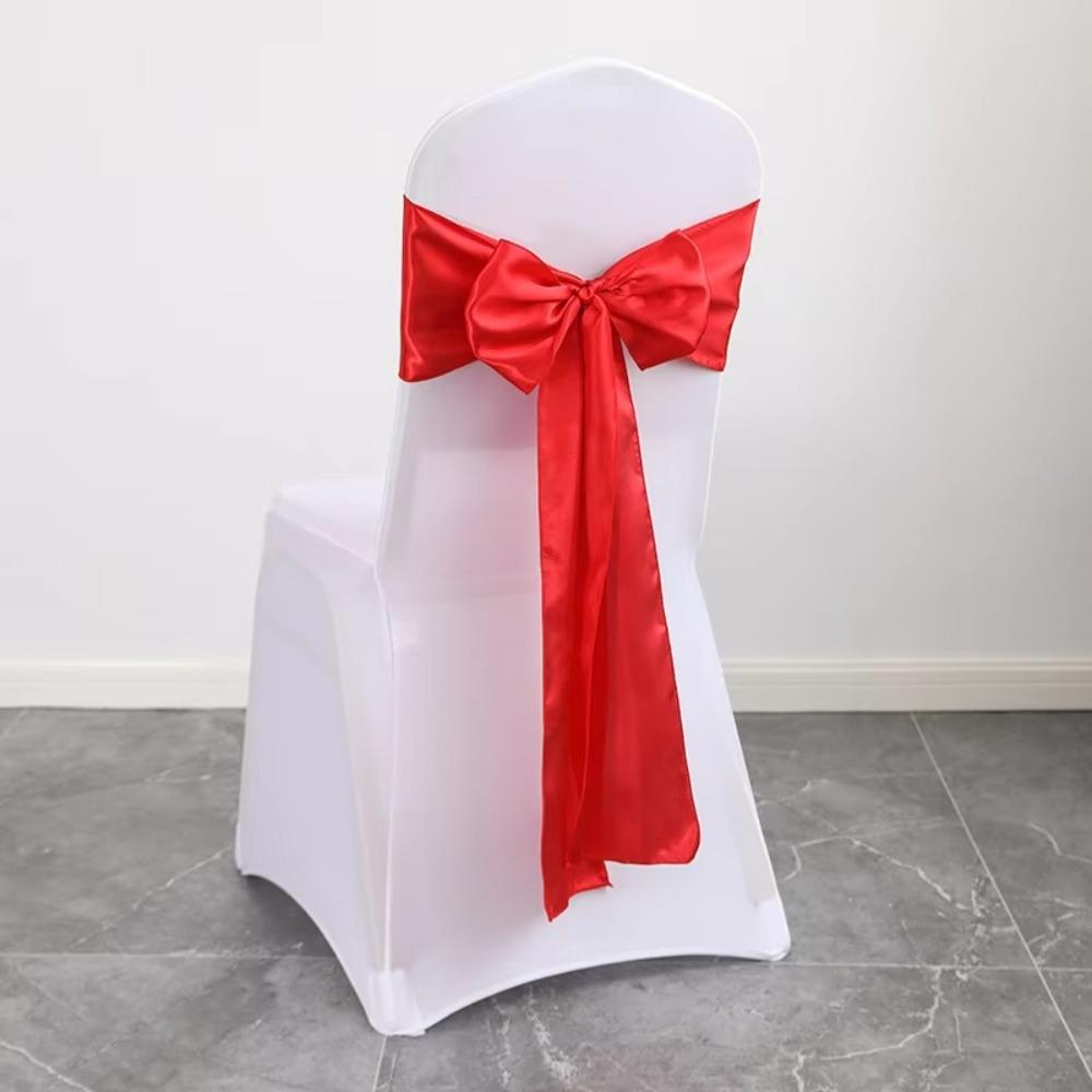 5pcs Vintage Bow Chair Cover 275cm Chair Back Ribbon Satin Wedding Chair Sashes  Baby Shower