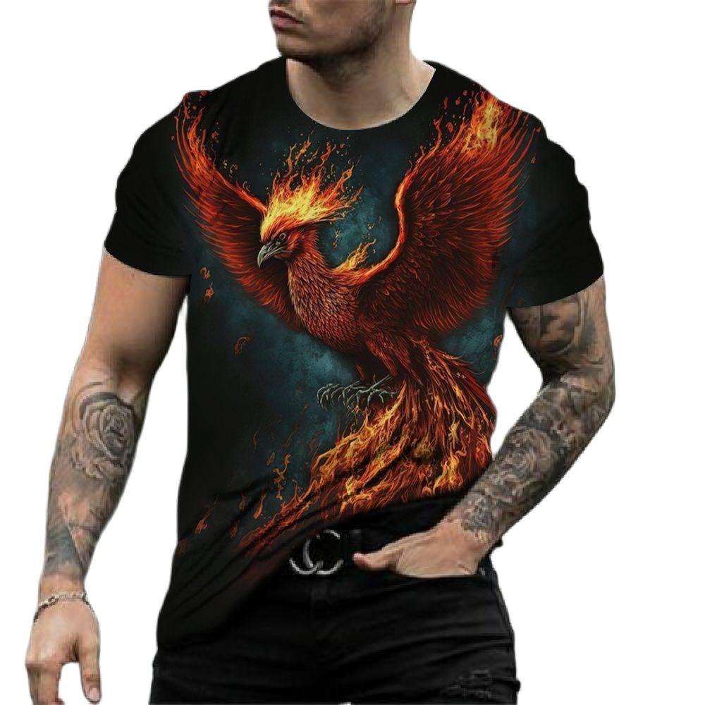 

Летние мужские футболки в уличном стиле с 3D принтом Феникса и графикой, топы с короткими рукавами, модные футболки в стиле хип-хоп, мужские футболки больших размеров, винтажные XL
