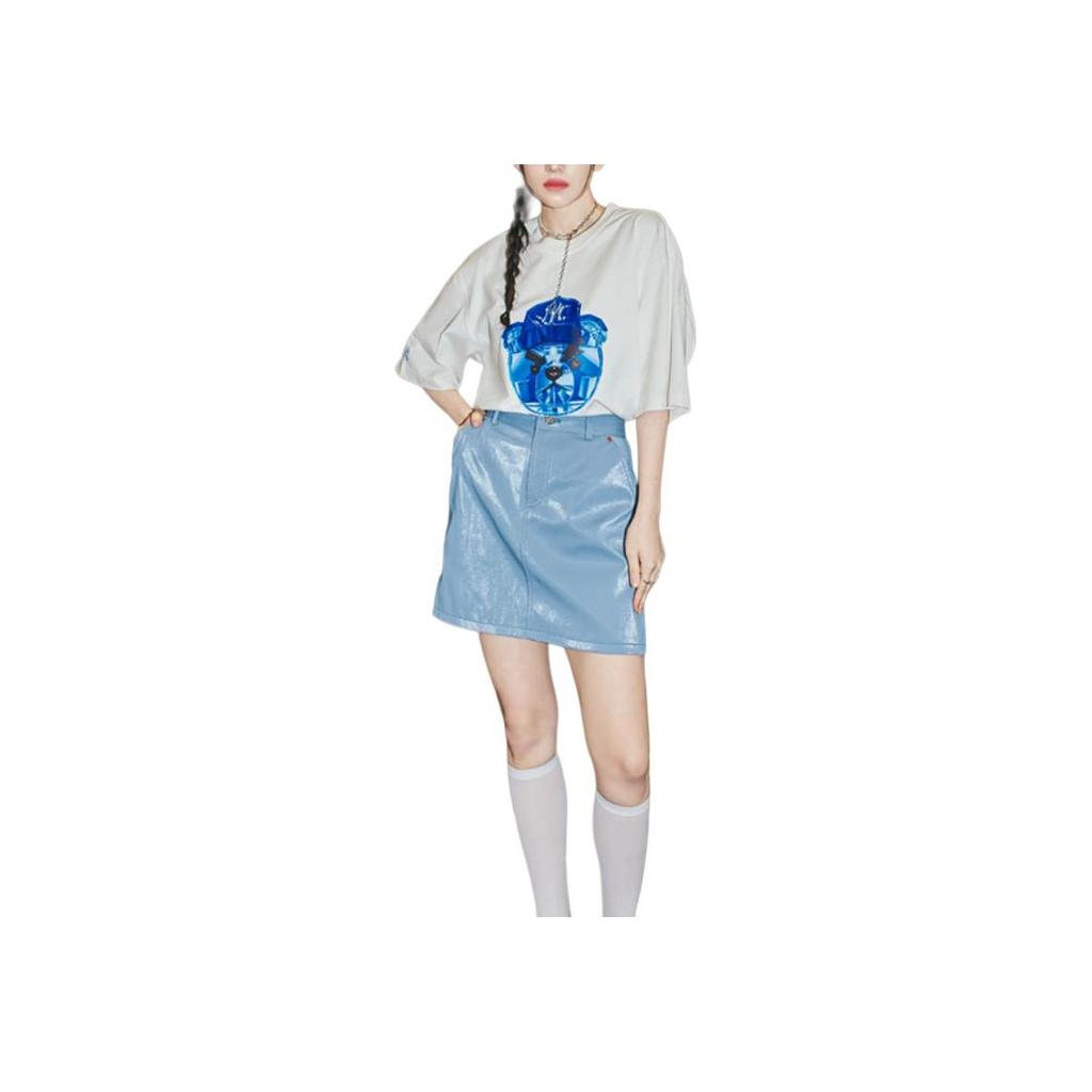 MLB Animal Print American Vintage Crew Neck Short Sleeve T-Shirt Unisex Tops White 3ATSE0133-50CRS
