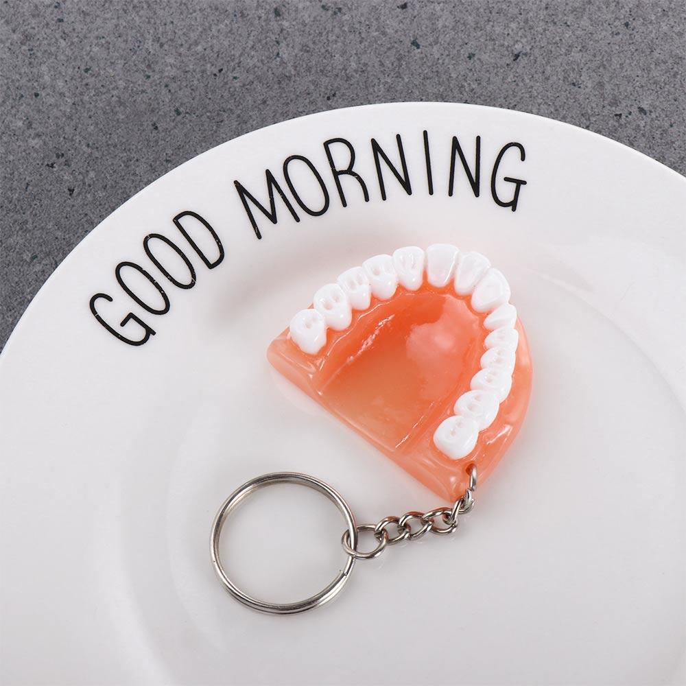 Creative Simulation Upper Jaw Resin Tooth Key Chain Denture Key Chain Teeth Keyring Teeth Pendant