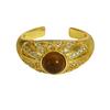 Hochwertiger leichter Luxus Retro Hof Nischen Design Leichter Luxus Imitation Tigerauge Stein Offener Ring Geometrischer Stapelring Frau