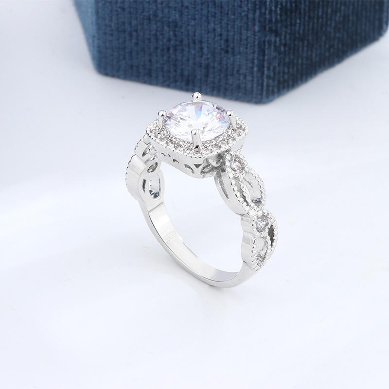 Ball Flower Vine Gorgeous Chinese Style Women's Simulated Diamond Ring Marriage Proposal Group Inlaid Square Stone Carat Ring