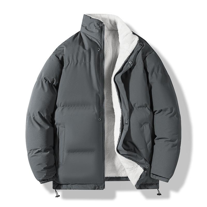 

Мужская хлопковая куртка-стойка зимняя новая повседневная теплая однотонная свободного кроя в стиле Гонконга трендовая куртка хлопковая куртка M