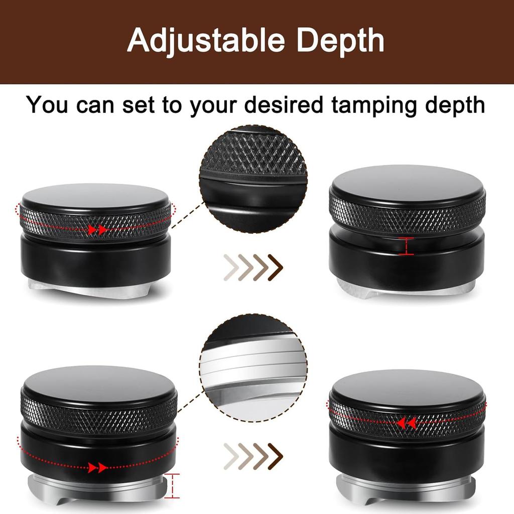 51/53/58mm Coffee Distributor – Professional Espresso Distribution Tool, Aluminum Alloy Textured Grip, For Portafilters, Black