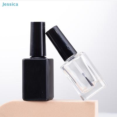Square-Shaped Nail Polish Bottles | Empty Clear/Black Glass Containers with Brush Applicator