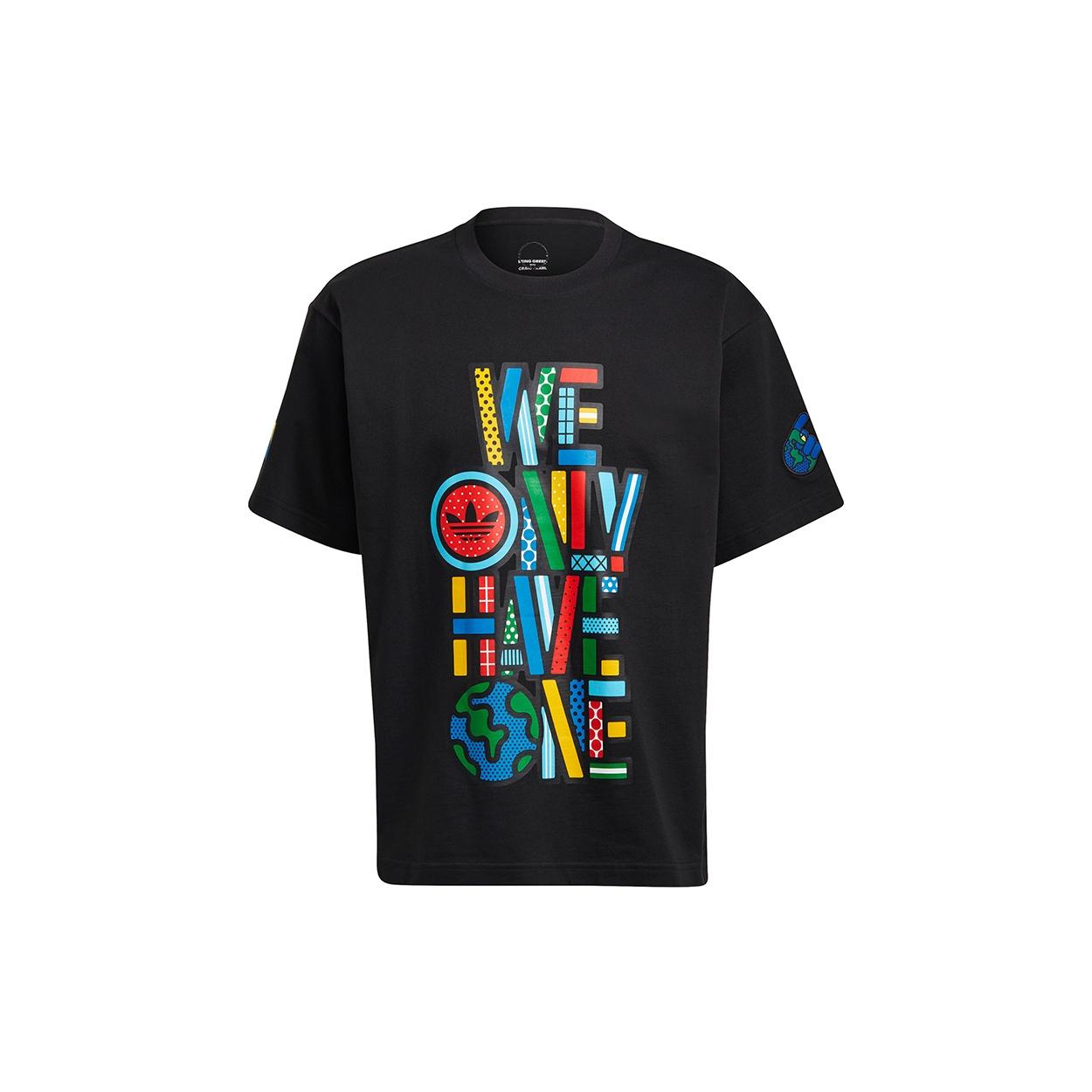 adidas originals Artist Tee Ss Colours Letter Printing Causual Sports Male Black Men s HA4692 S