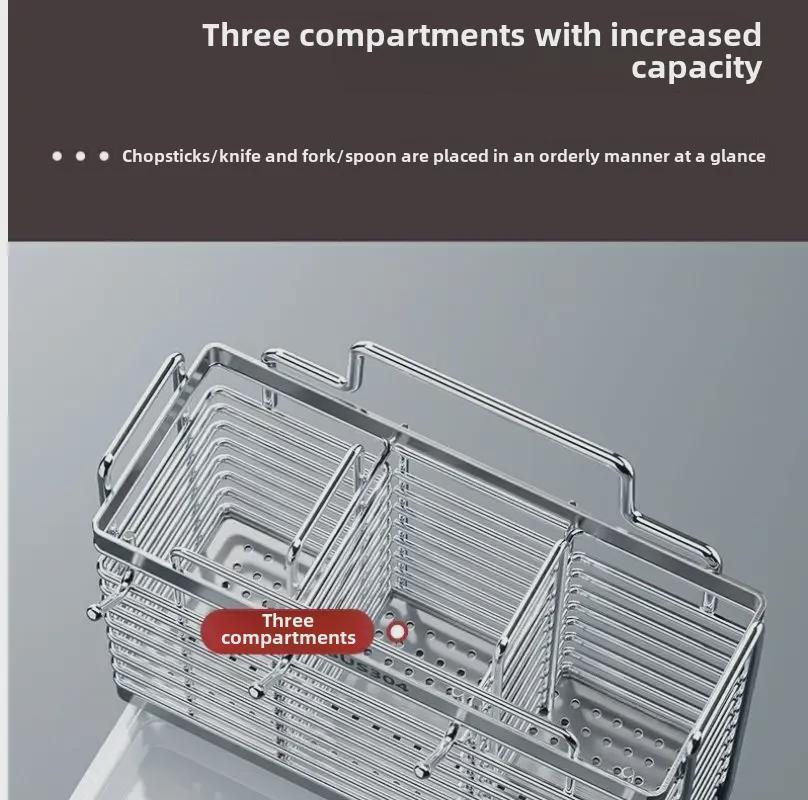Wall-Mounted 304 Stainless Steel Chopsticks and Utensil Storage Rack