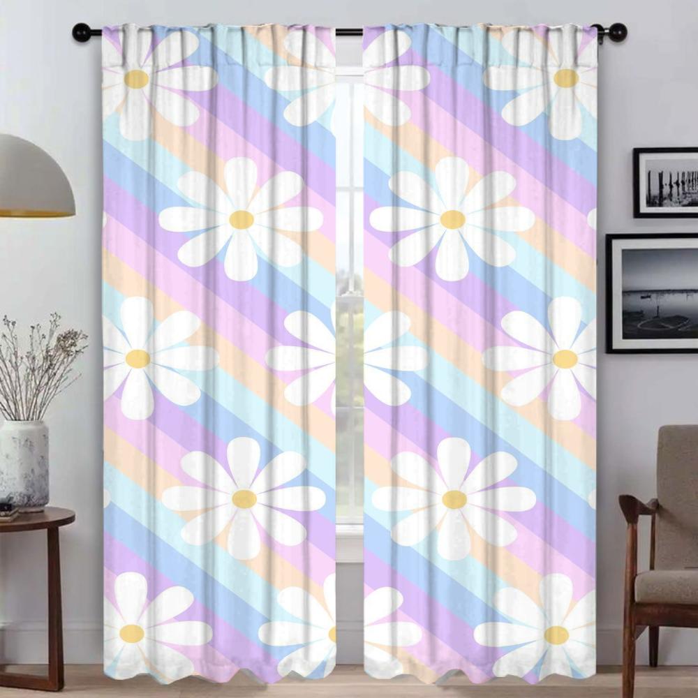 Niedliche Blumen Verdunkelungsvorhang für Zimmer 2 Paneele Raumteiler Mückenschutzvorhänge 2 Stück Tüll für Schlafzimmer Jalousien Wohnen Küche