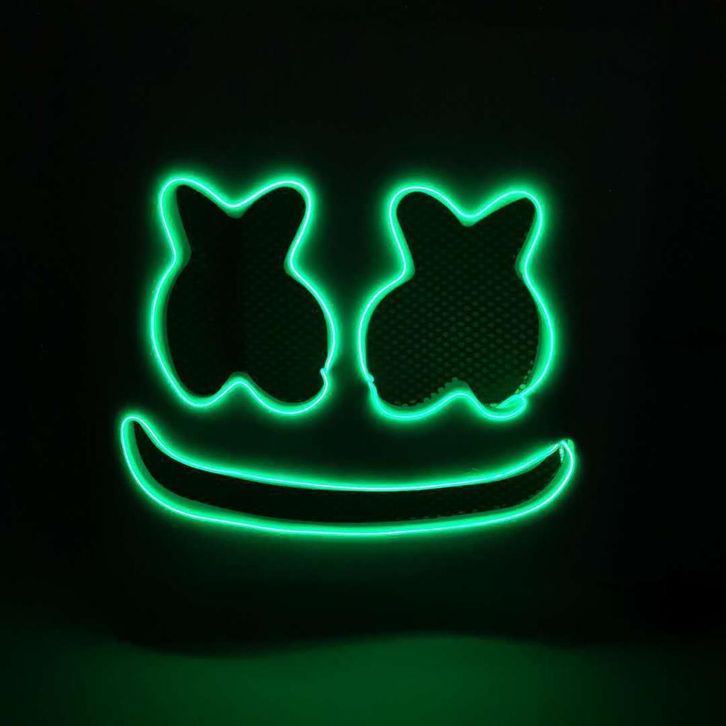 Halloween LED DJ-Maske, realistische Marshmello-Maske, atmungsaktive Helmmaske, strapazierfähig, ideal für Karneval, Festivals, Halloween-Partys und Cosplay