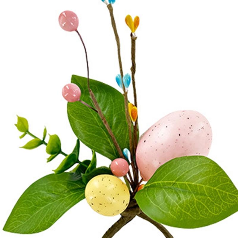 Easter Themed Simulated Green Grass Napkin Rings With Silk Leaf And Colorful Eggs For Festival Table Decoration