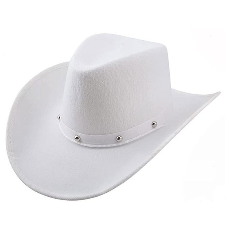 Stylish Cowboy Hats Decorative Studs Breathable Cloth Comfortable Fit Western Party Outdoor Festival Accessory