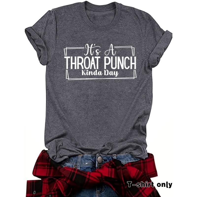Summer Round Neck 3D Letters' THOAT PUNCH ' Print Top Fashionable Casual Short Sleeved Women's T-shirts