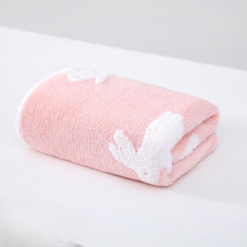 

New Coral Velvet Cartoon Style Rabbit Jacquard Towel Bath Towel Shower Cap Bathrobes Womens Home Use Six-piece Set .