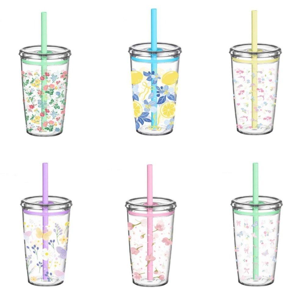Reusable Milk Tea Straw Cup Transparent Drinking Cup Fashion High-value Coffee Cup  Home