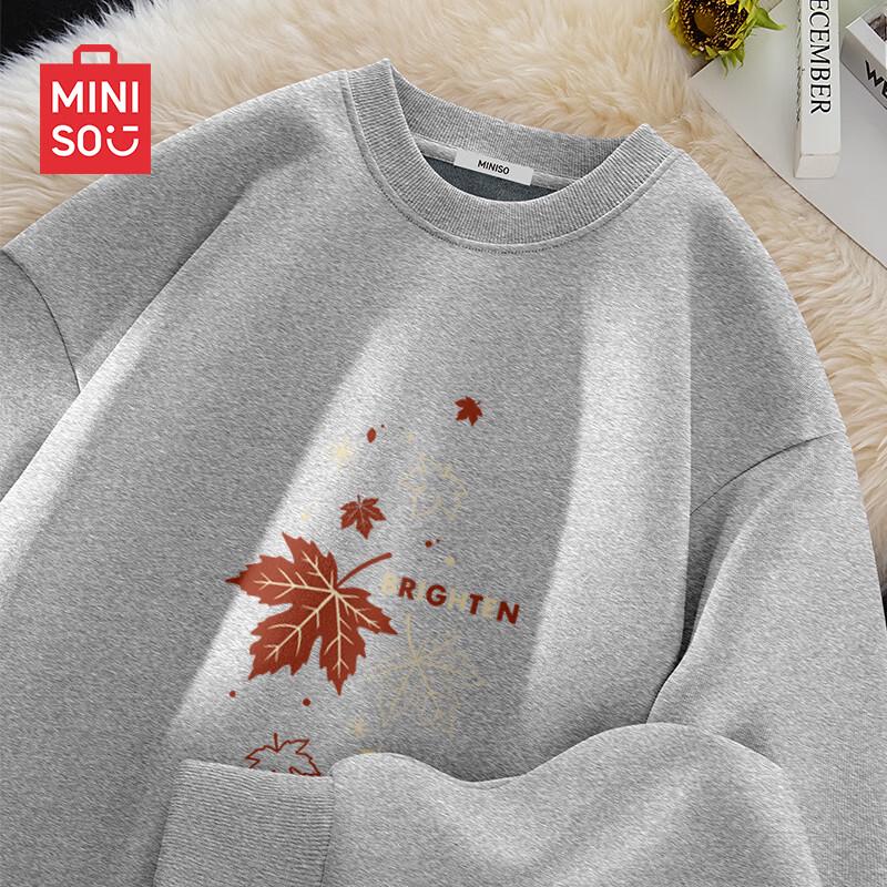 MINISO Men's American Loose Fit Fleece Pullover Crewneck Sweatshirt