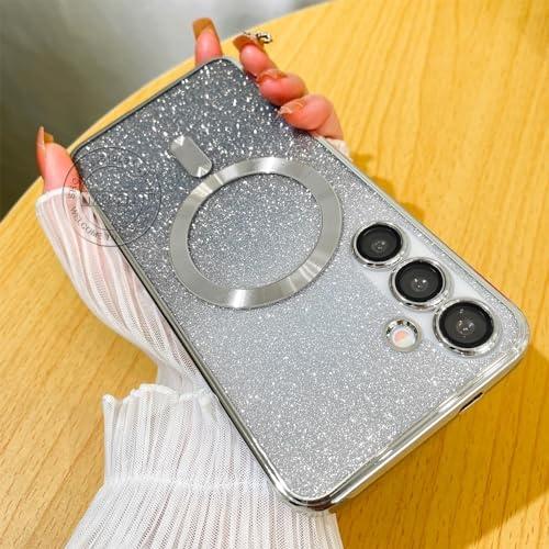 Glitter Cover For Samsung Galaxy S24FE S23FE S21FE S20FE S25 S24 S23 S22 S21 S20 Plus FE Case Note20 Ultra Plat Wireless MagSafe