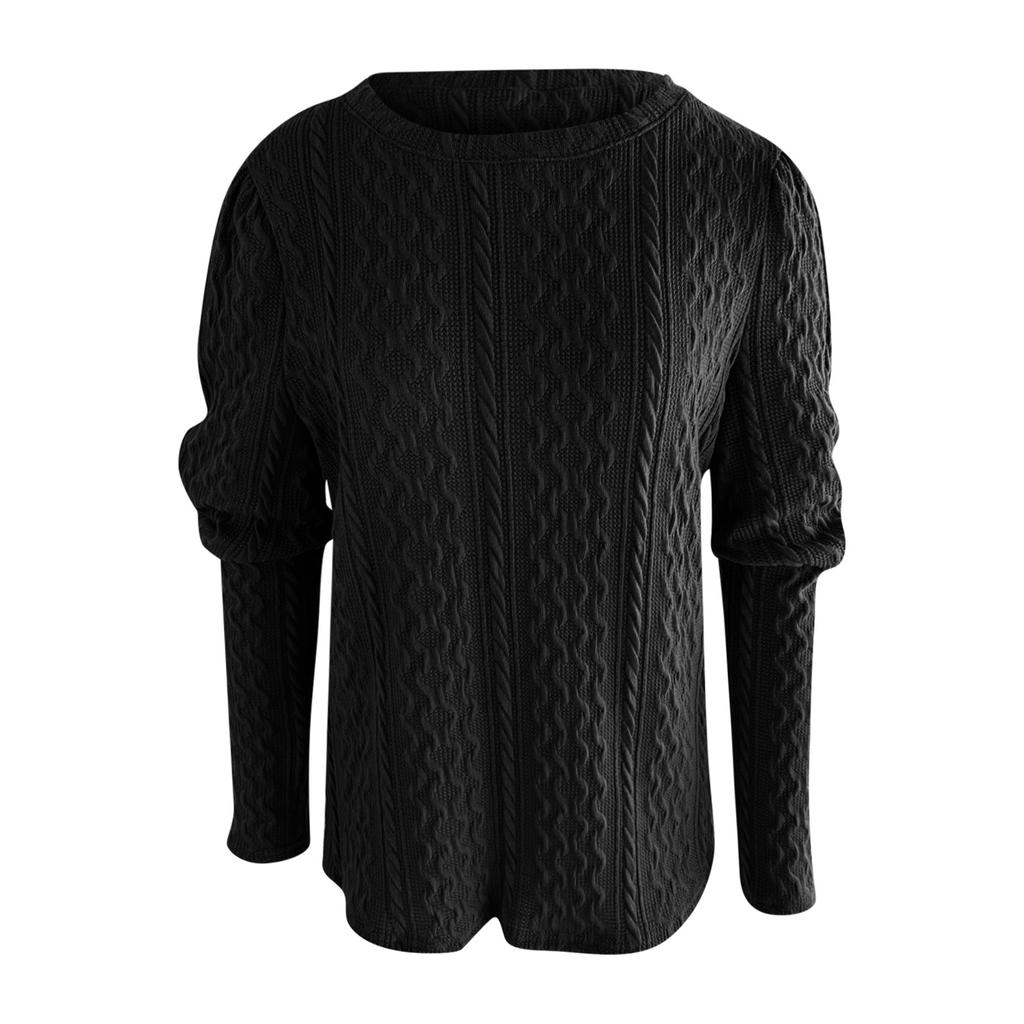 Womens Pullover Casual Knit Sweaters  Long Sleeve Crewneck Sweater Tops