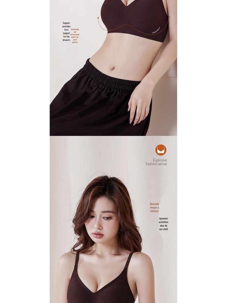Seamless Soft Support Wireless Bra with Small Chest Gathering and Anti-Sagging Fixed Cups
