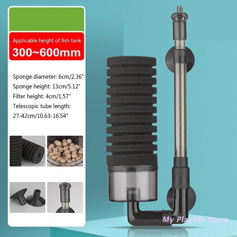 Aquarium Biochemical Sponge Filter Sponge Foams Filter with Suction Cups Quiet for Small Medium Fish Tanks