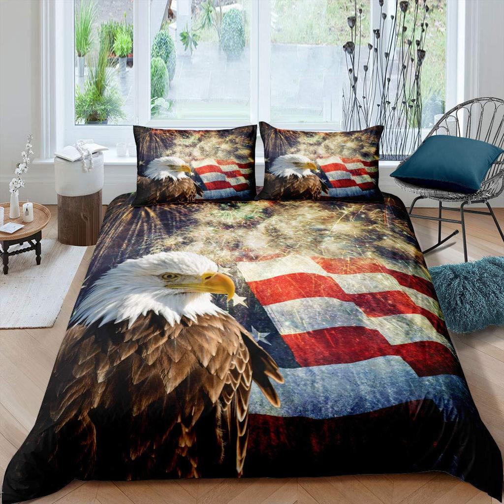 Adler Muster 3D Digitaldruck Quilt Set Dreiteiliges Bettwäscheset