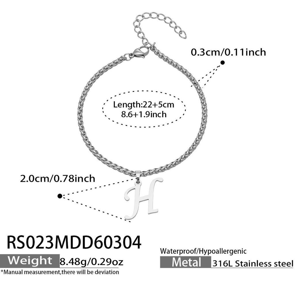 26-Letter Pendant Anklet: Stainless Steel Simple Design Foot Jewelry