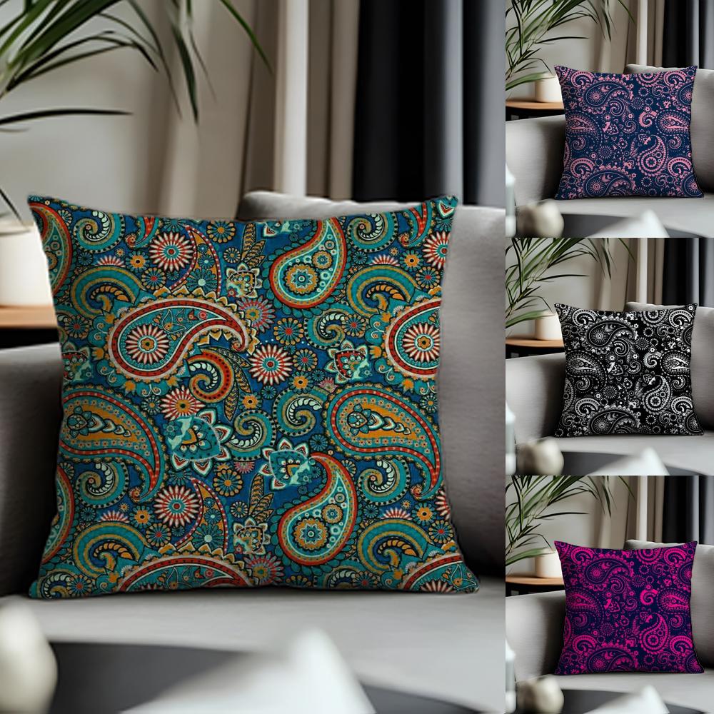 Trending PPpaisleyed Cushion Cover Antidustmite Pillowcase Invisible Zipper Silky Short Plush Sofa Cushion Cover
