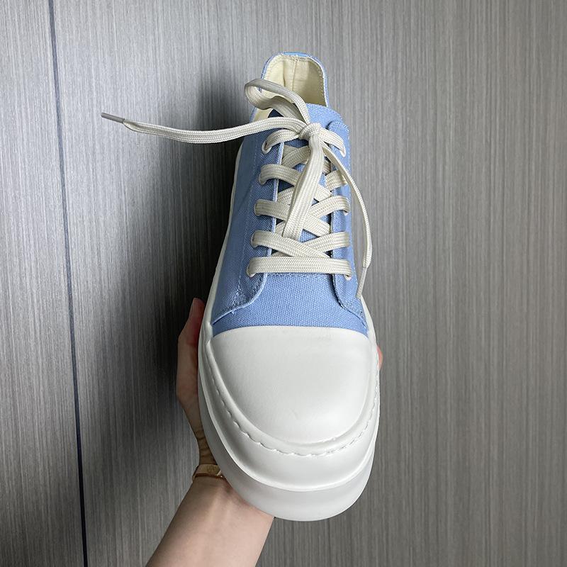 Men's Platform Canvas Sneakers Chunky Sole Elevator Shoes Multiple Colors Comfortable Lace-Up Casual Breathable Shoes